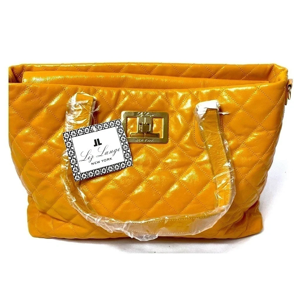 Liz Lange orange quilted diaper baby bag NWT
